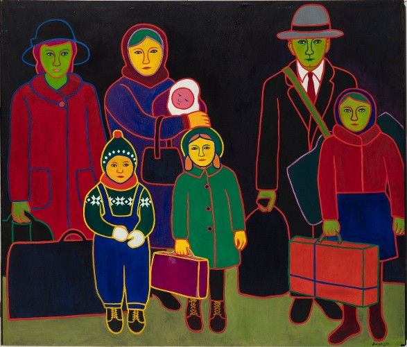 Loan / Latvijas Nacionālais mākslas muzejs (LV) / 2022 | Oil on canvas | 180 x 208 cm | Title translated (EN) - Immigrants