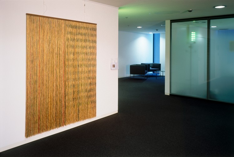 Deposit / Finland / 1999 | Viscose, linen and mahogany rods | 185 x 154 cm | Title translated (EN) - Midsummer