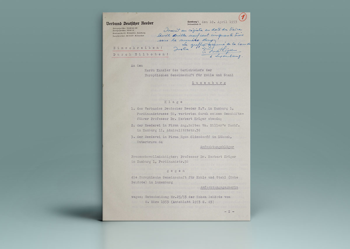 Verband Deutscher Reeder v High Authority (1/53)